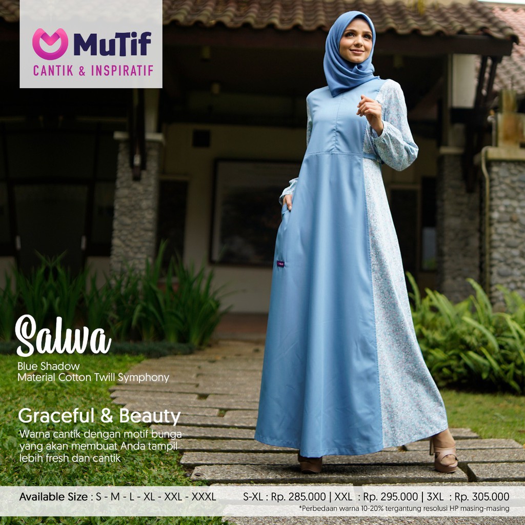 GAMIS KATUN TERBARU MUTIF SALWA BLUE SHADOW