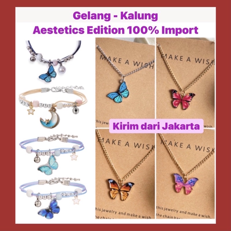 BISA COD GELANG Cantik KALUNG AESTETIC  Kalung kupu2 kupukupuJEWELRY PERHIASAN IMPORT KOREA KPOP BTS Dolphin butterfly tattoo