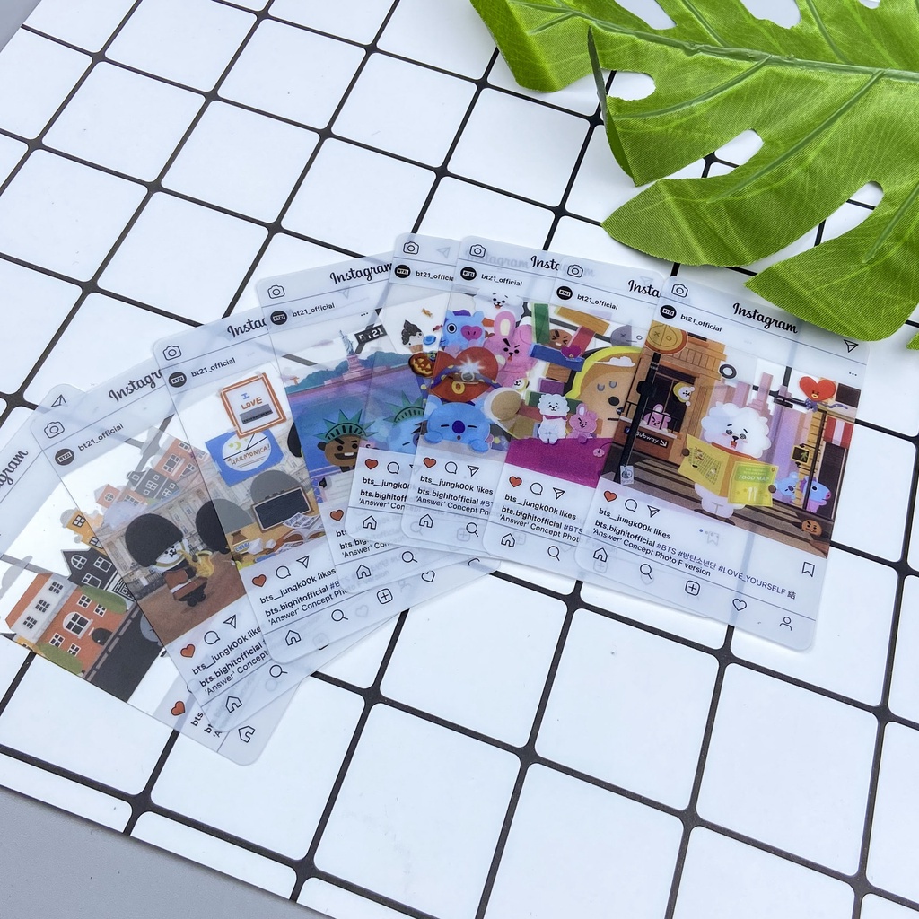 8pcs /set BTS Transparan Photocard PVC TATA CHIMMY COOKY INS Clear Card (Ready Stock)