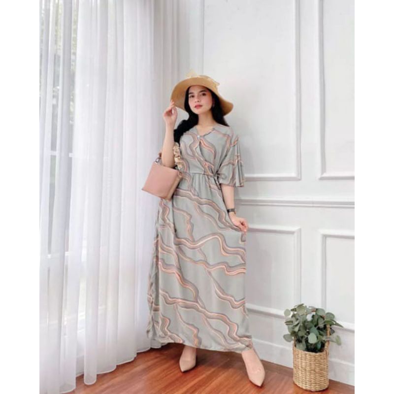 Best Seller Kareen Dress / Daster Kimono / Kimono Dress Busui / Dress Rayon Viscose Ori / Kimono Busui Tali Samping Kanan Kiri