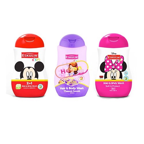 Eskulin Kids hair body wash 280ml - Shampo dan Sabun Mandi Anak 280ml