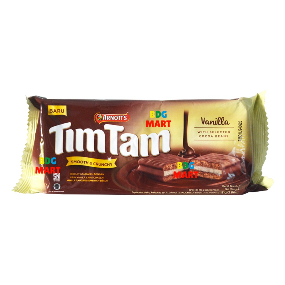 

PACK TimTam Vanilla Biskuit Coklat Tim Tam Isi Vanilla Berlapis Cream Coklat - 81gr