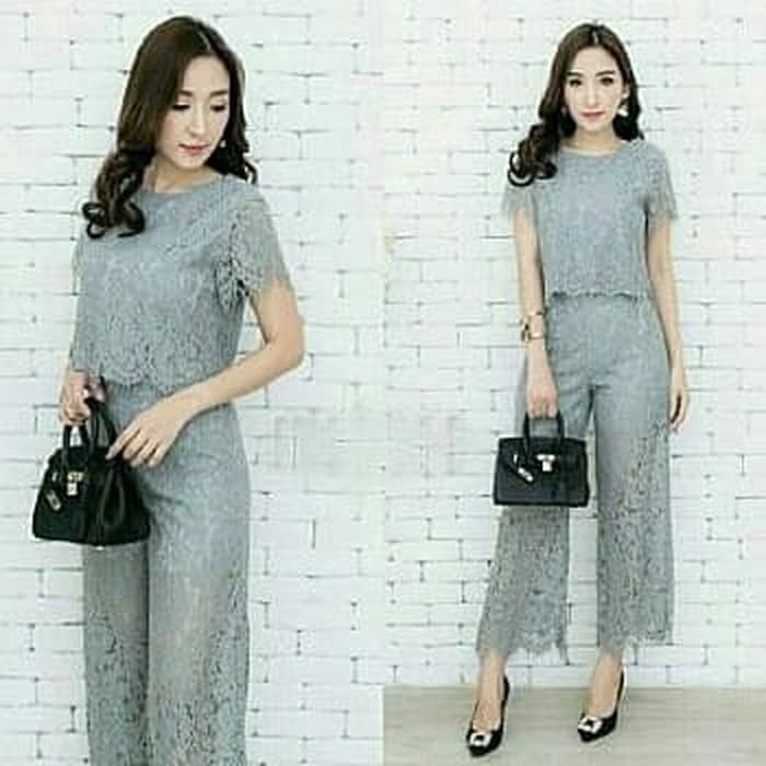 BAJU SETELAN WANITA BROKAT / BAJU PESTA / SETELAN BLOUSE BROKAT   Terusan