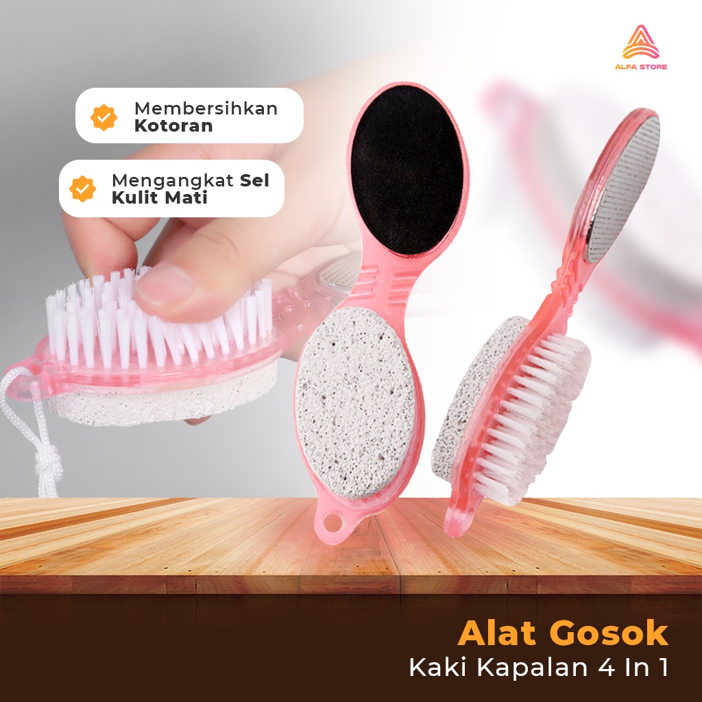 Sikat Penghalus Kaki Pedicure Manicure 4 In 1 Alat Penggosok Tumit