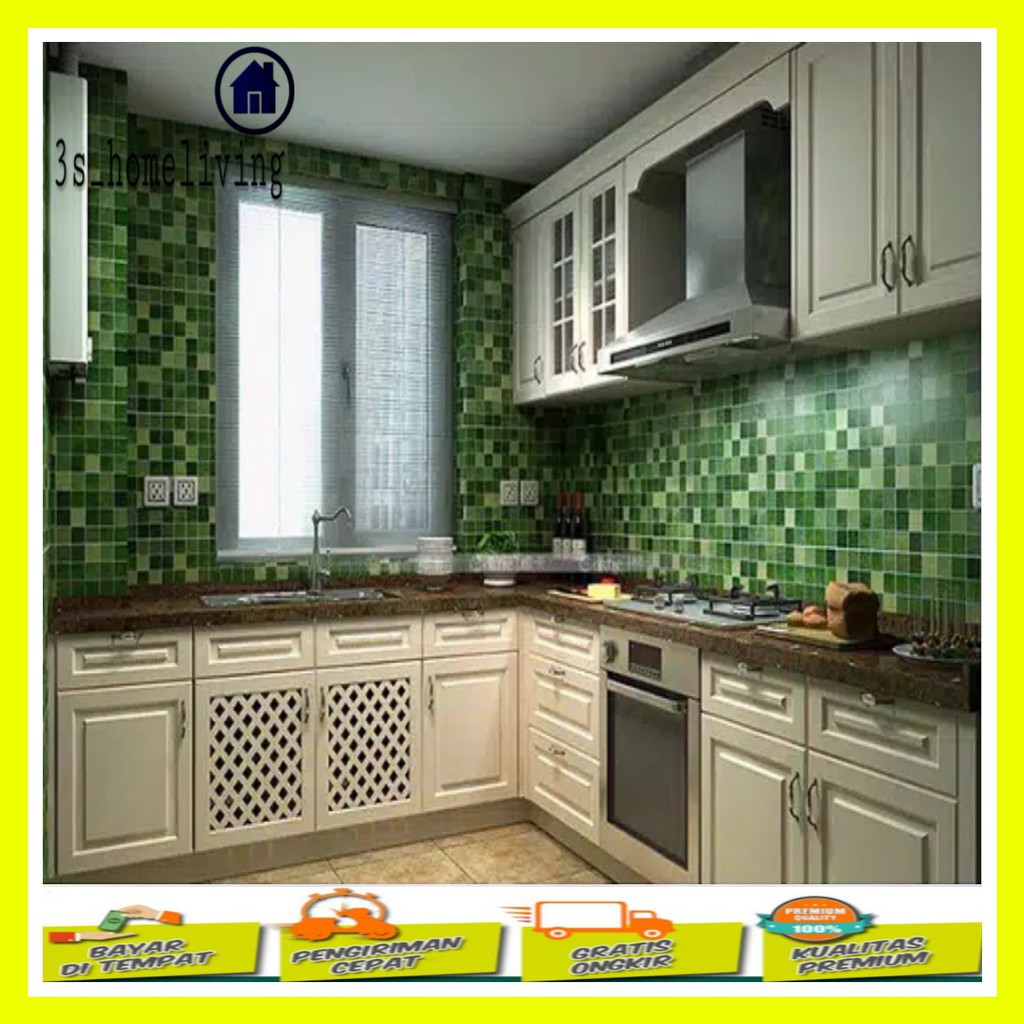 (COD) Stiker Dapur Hijau / Stiker Dapur Anti Minyak & Anti Panas / Stiker Dapur Tahan Panas