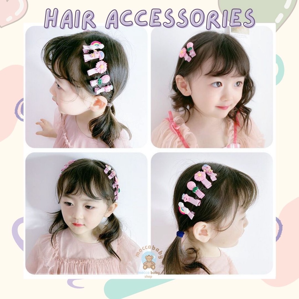 MBSS -  JEPIT RAMBUT MINI TONE 10PCS / Set Jepitan Rambut Anak Icon Karakter Import / Jepit Rambut Anak Karet Motif Karakter