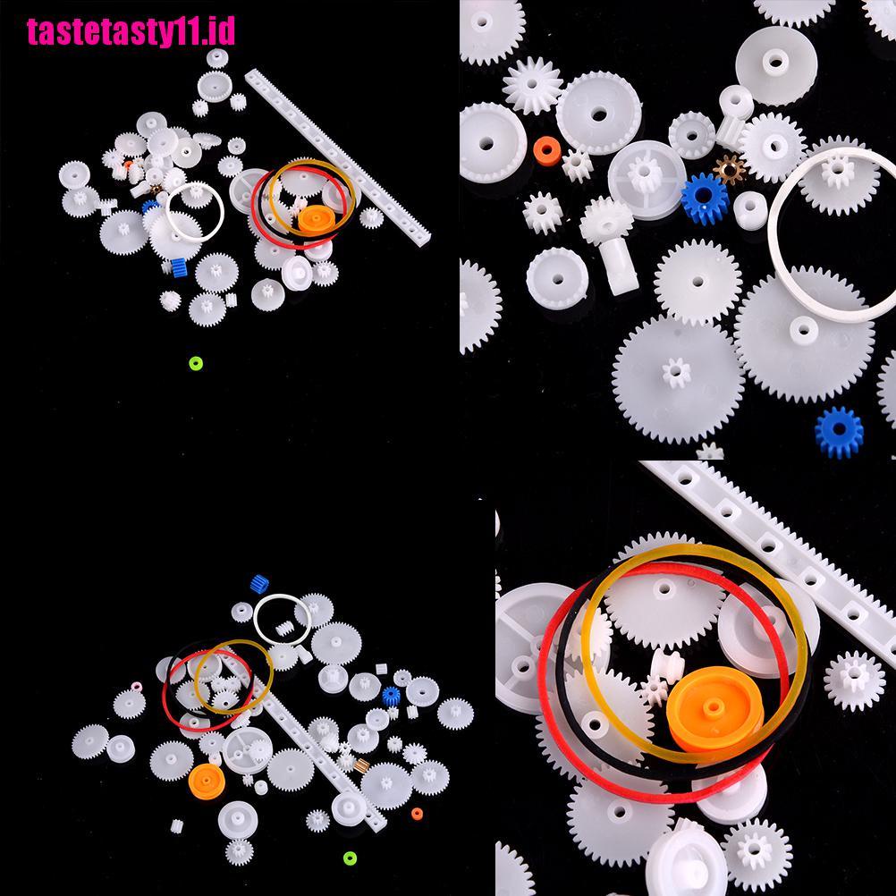 60pcs / Set Roda Gigi Plastik DIY Rak Katrol Sabuk Worm Tunggal Ganda