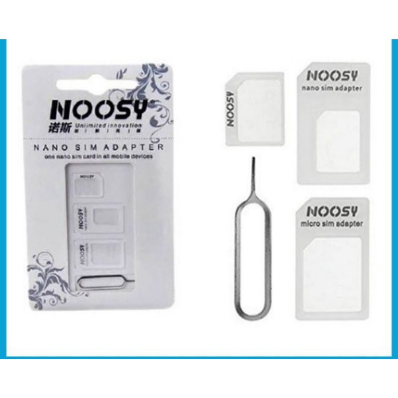 ADAPTER SIM CARD NOOSY 4IN1 / DUDUKAN KARTU STANDAR NANO MICRO PIN EJECTOR JARUM