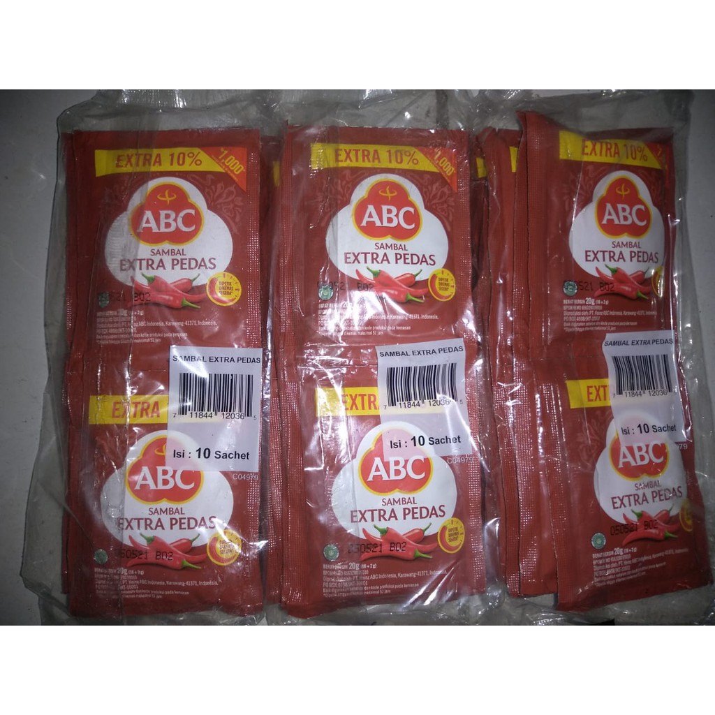 

Sambal ABC sachet Extra Pedas 10x20g