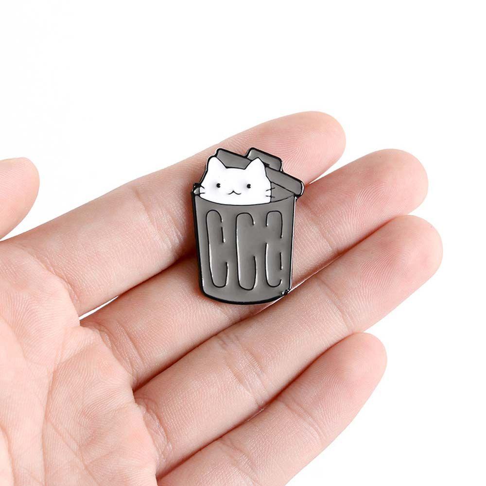 Bros Pin Enamel Bentuk Kartun Kucing Putih Peekaboo Warna-Warni Untuk Kerah Anak