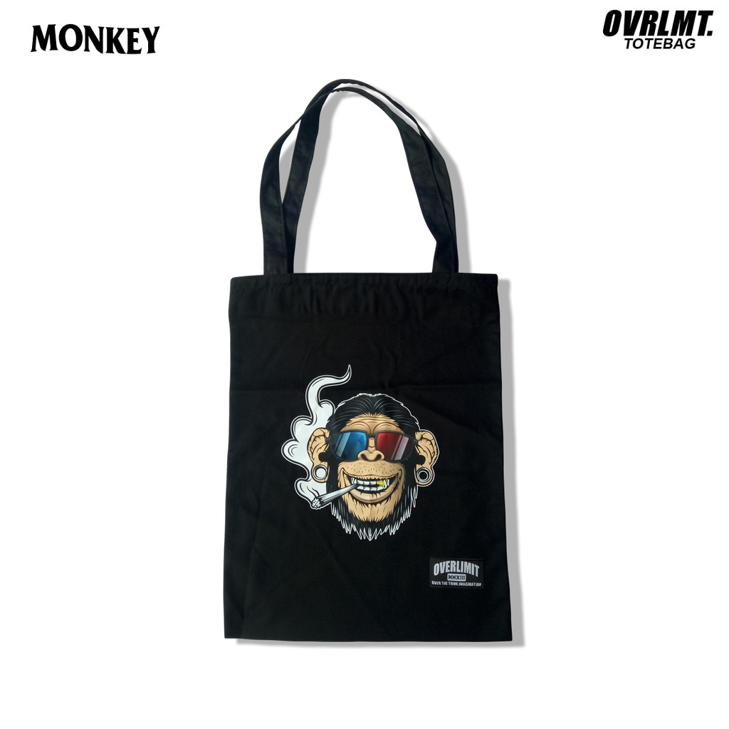 Tas Totebag OVERLIMIT Tote Bag Resleting Serba Guna / Totbag Distro Tas Tootbag Casual Tot Bag Motif Monkey