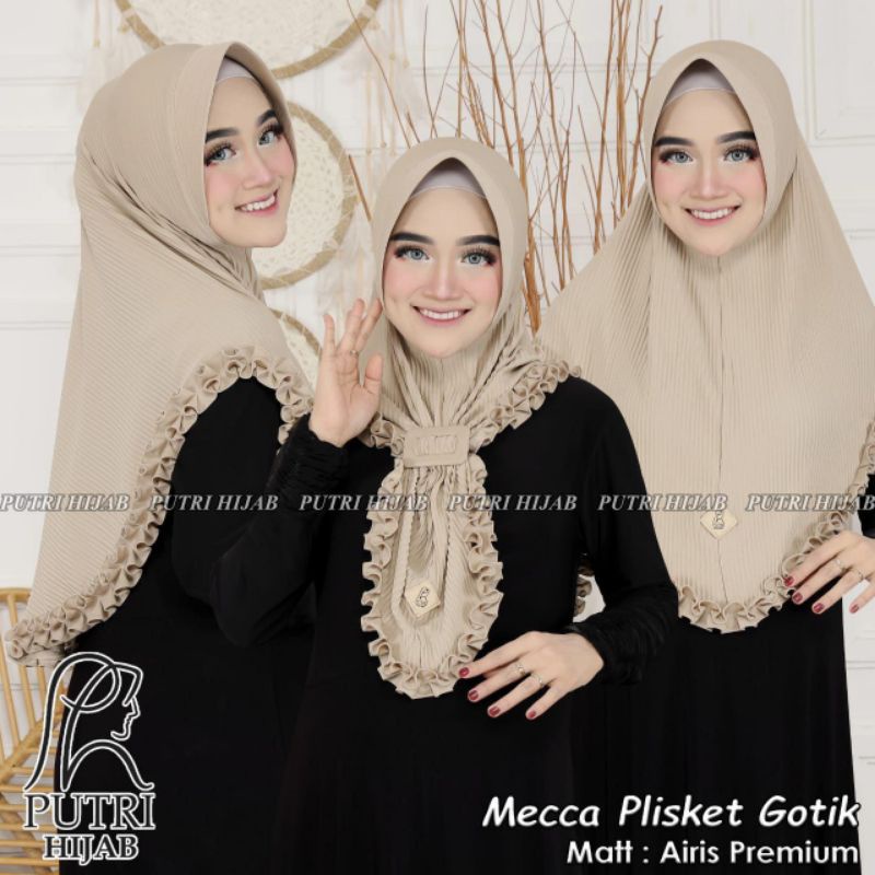 HIJAB INSTAN MECCA PLISKET "GOTIK" FREE GESPER BY PUTRI HIJAB