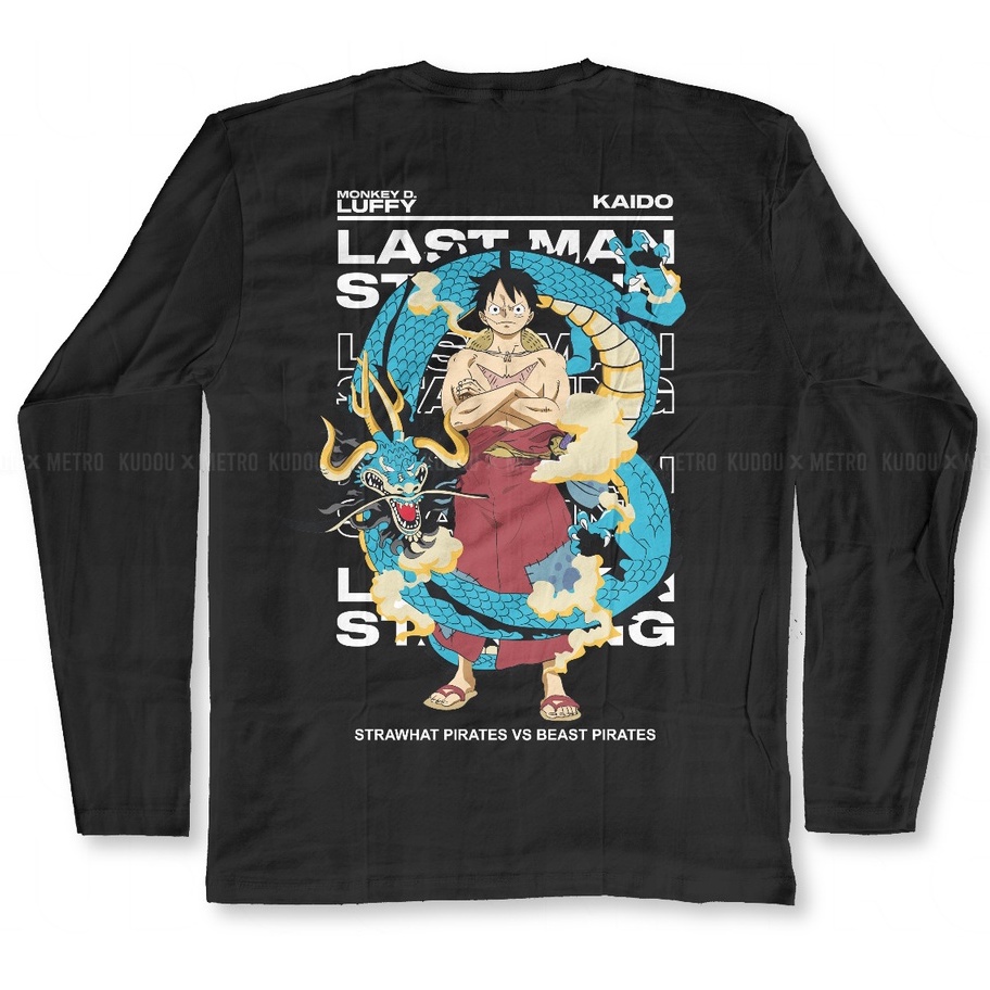 Longsleeve Luffy Standing Black Anime Manga One  Piece Premium Unisex