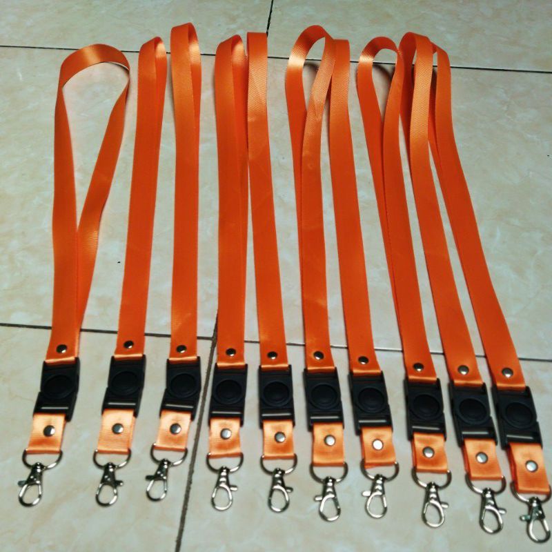 TALI LAYARD STOPER 2 CM/ TALI ID CARD 2 CM POLOS WARNA ORANGE READY STOK