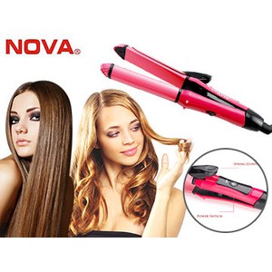 Catok rambut nova 2in1 Iron NO Pengatur Suhu lurus keriting curly salon kecantikan wanita hair style