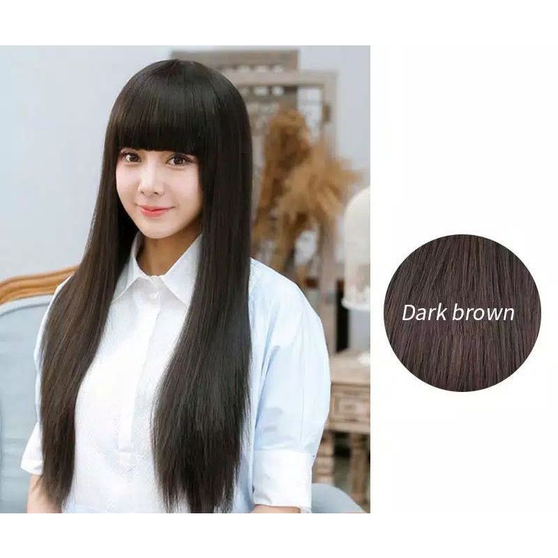 Wig panjang hitam lurus