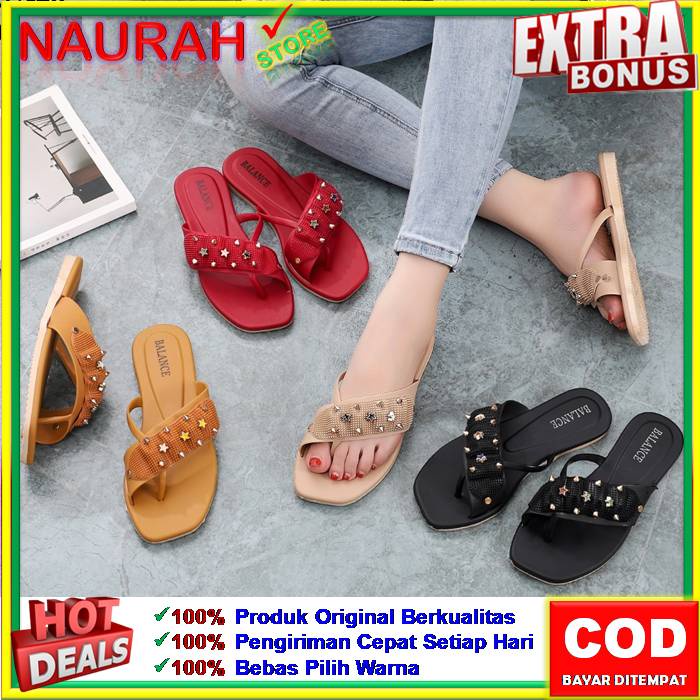 Sandal Jelly Balance L929 41 Sendal Jepit Bintang Sisi Kecil Lebar Sandal Wanita Jelly Lentur AntiSlip