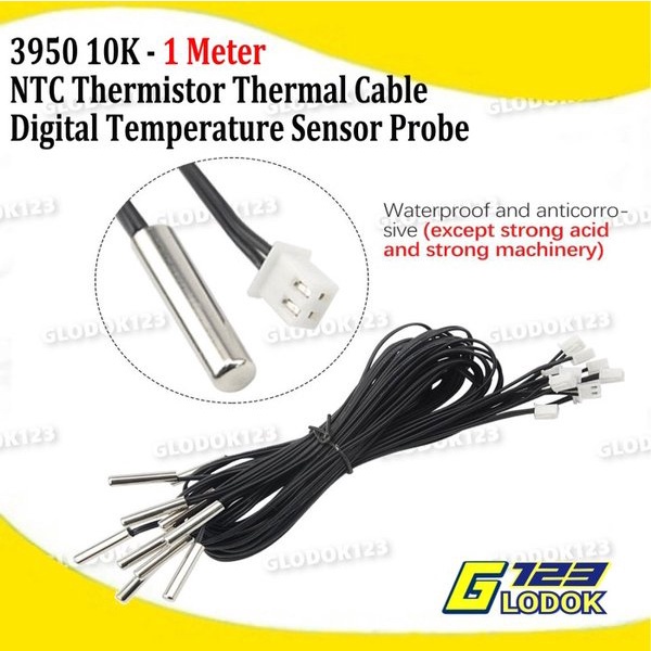 Thermistor NTC 3950 10K Sensor Waterproof Temperature Probe Suhu Air