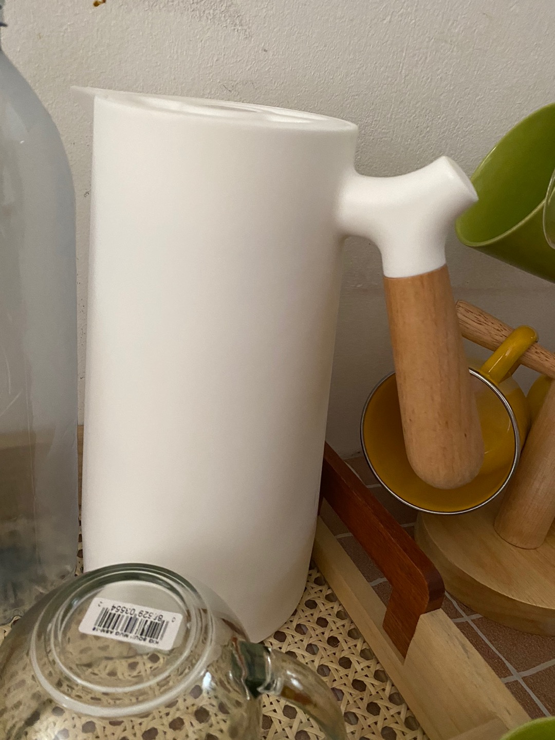 (5 Warna Lengkap) Termos Teko Kaca Air Panas Gagang Kayu Elegant Cantik Kapasitas 1l 1000ml