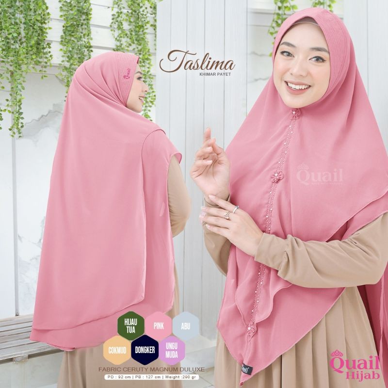 TASLIMA ORIGINAL QUAIL HIJAB | KHIMAR QUAIL | KHIMAR PINK | KHIMAR PAYET QUAIL | KHIMAR JUMBO QUAIL