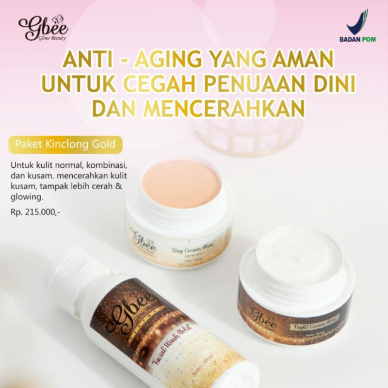 [Miffglow] GBEE GLOW BEAUTY Paket kinclong gold / Pemutih aman BPOM