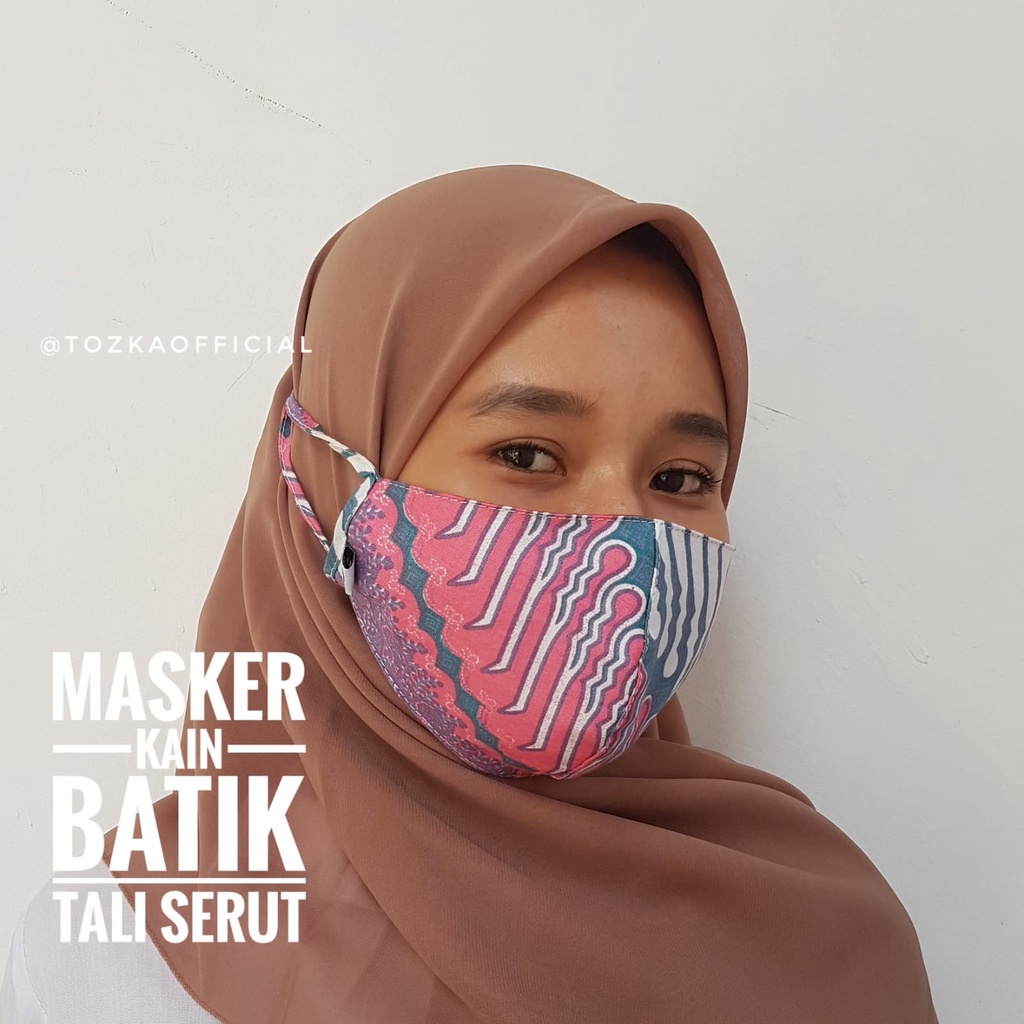 Masker kain tali 3 ply I Cover masker I Masker tali 2 in 1 size dewasa