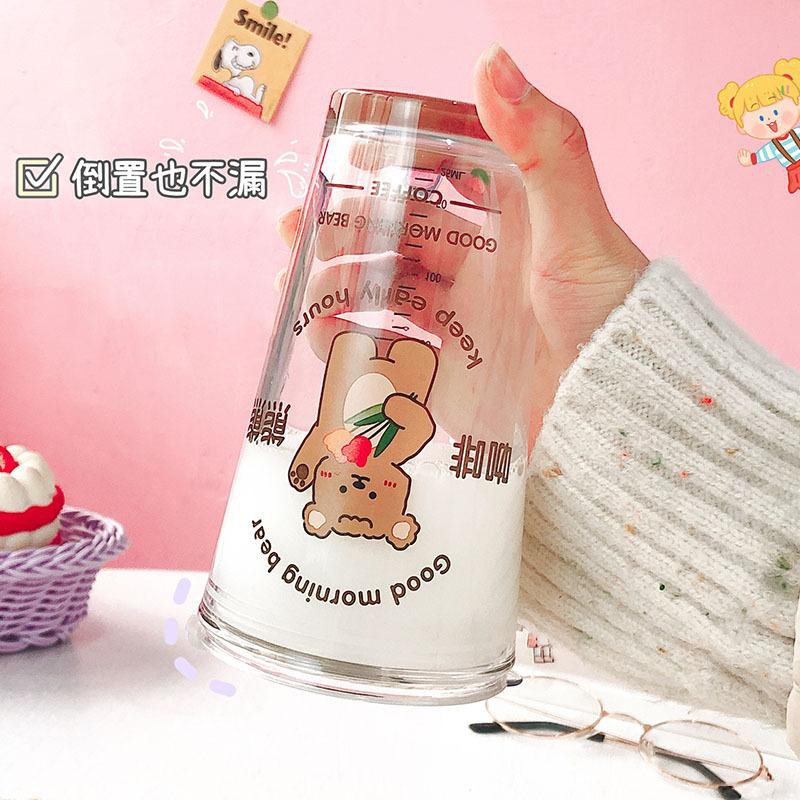 (BOW) Mug Gelas Tumbler Dengan Sedotan Go Green Milk Cup Tumbler Glass With Straw 6WQ730