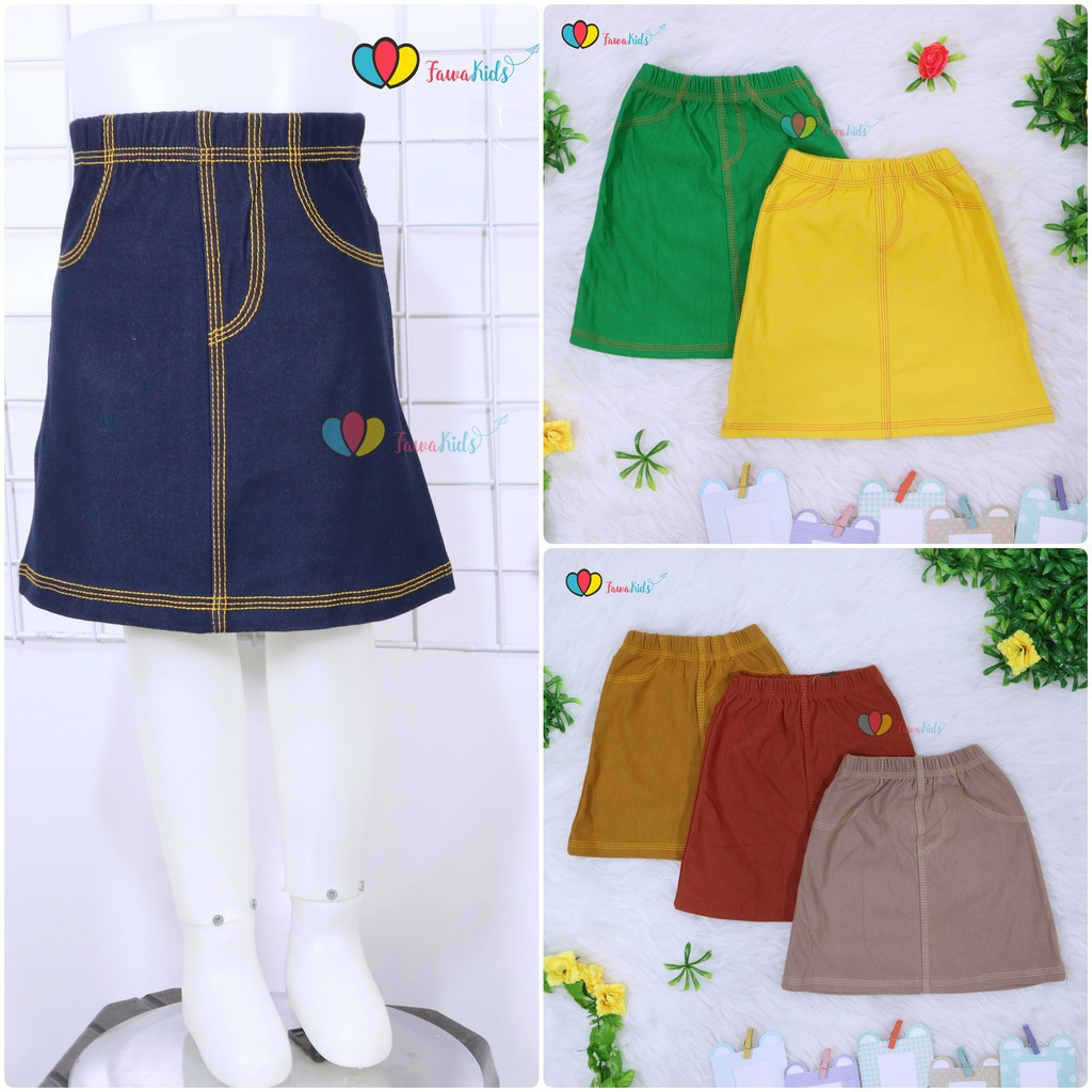 Rok Levis Denim uk 1-2 Tahun Rok Pendek Denim Soft Jeans Mini Skirt Rok Polos Anak Perempuan