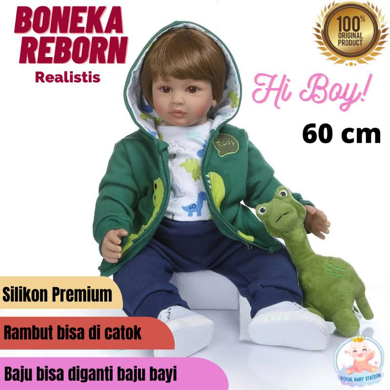 Ready Boneka Bayi Reborn Anak Laki-Laki Cowok silikon 60 cm Premium Original