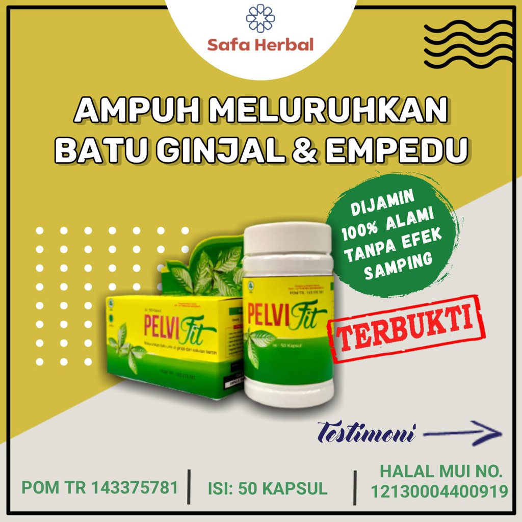 Pelvifit Obat Batu Ginjal Empedu Kandung Kemih Infeksi Saluran Kemih Original Ampuh 50 Kapsul 001