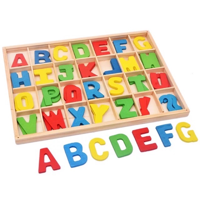 Wooden alphabet - huruf kayu - mainan edukasi - kado anak