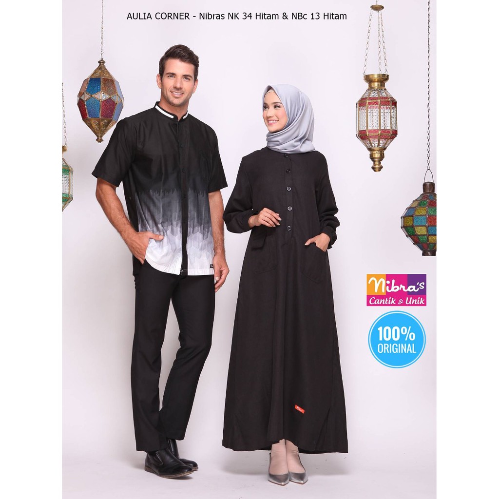 Busana Couple Muslim Terbaru Nibras Nk 34 Hitam Nbc 13 Hitam Original Desain Baju Muslim Terbaru Shopee Indonesia