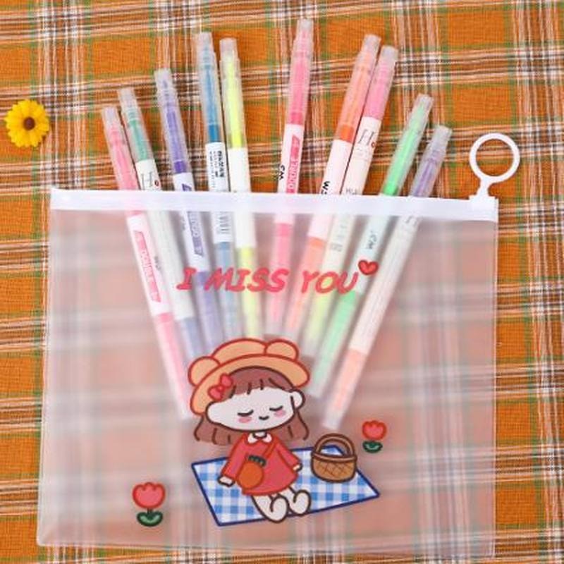 MURMURE.ID | ZIPPER BAG TRANSPARAN KARAKTER LUCU TEMPAT PENSIL KOREA PC034-4