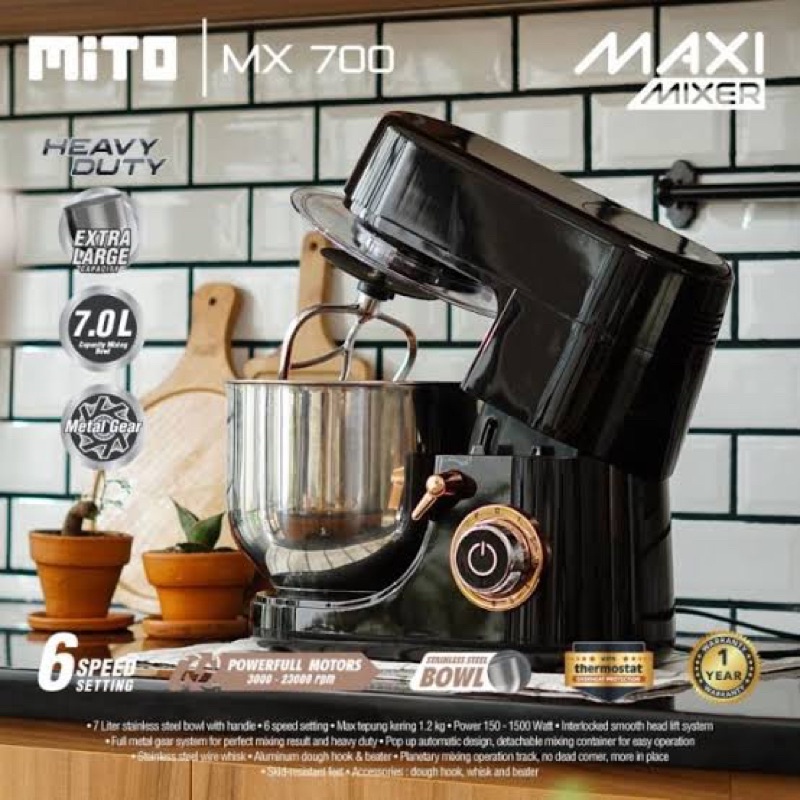 Jual MITO STAND MIXER MAXI MIXER MX 700 KAPASITAS 7 LITER MIXER