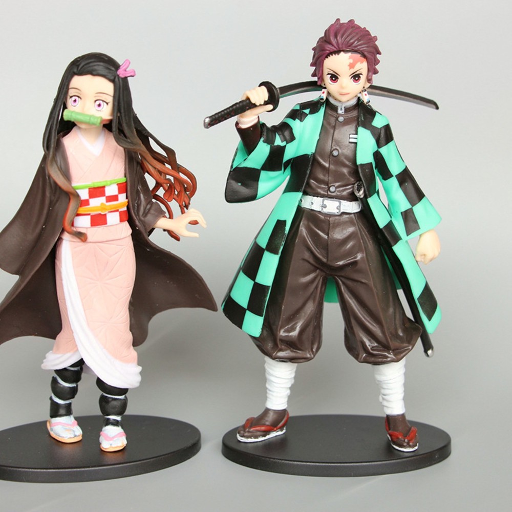 Action Figure Anime Demon Slaye Kimetsu Zenitsu Agatsuma Nezuko Tanjirou Hashibira Bahan Pvc