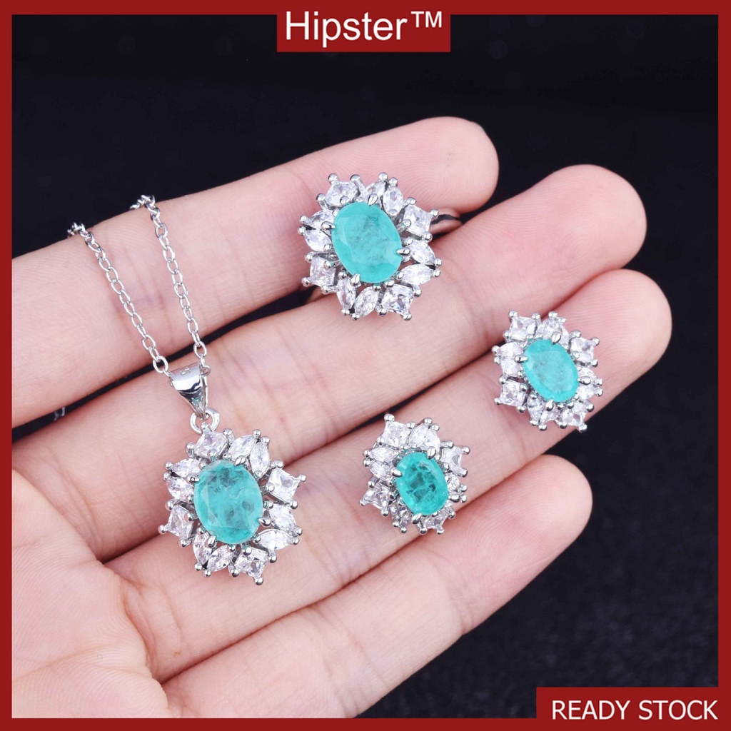 Natural Set Luxury Pendant Earrings Open Ring