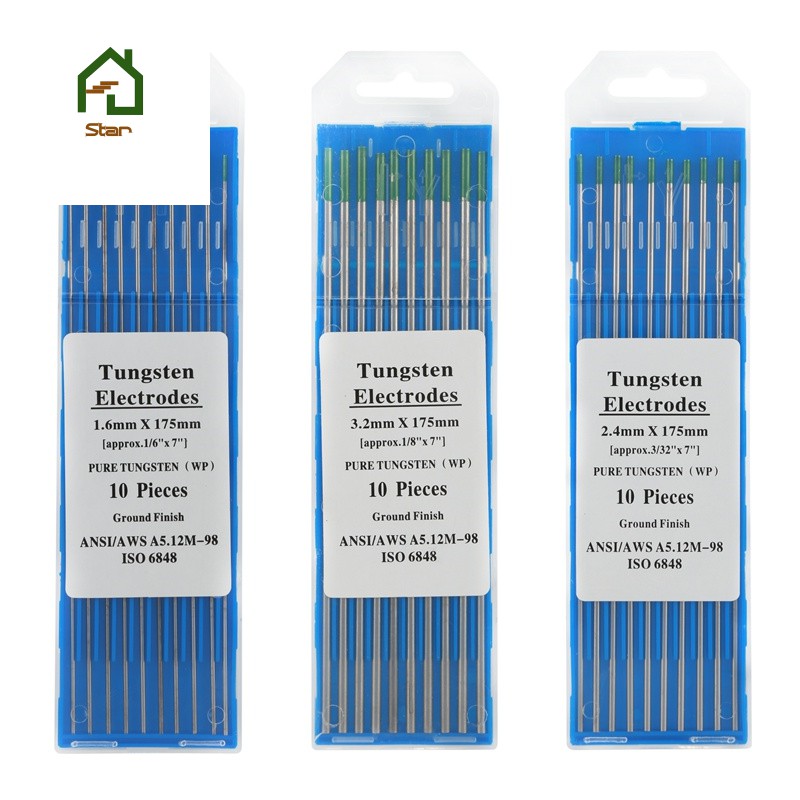 TIG Welding Tungsten Electrodes Pure Tungsten 3//32/” x 7/” 10-Pack Green, WP