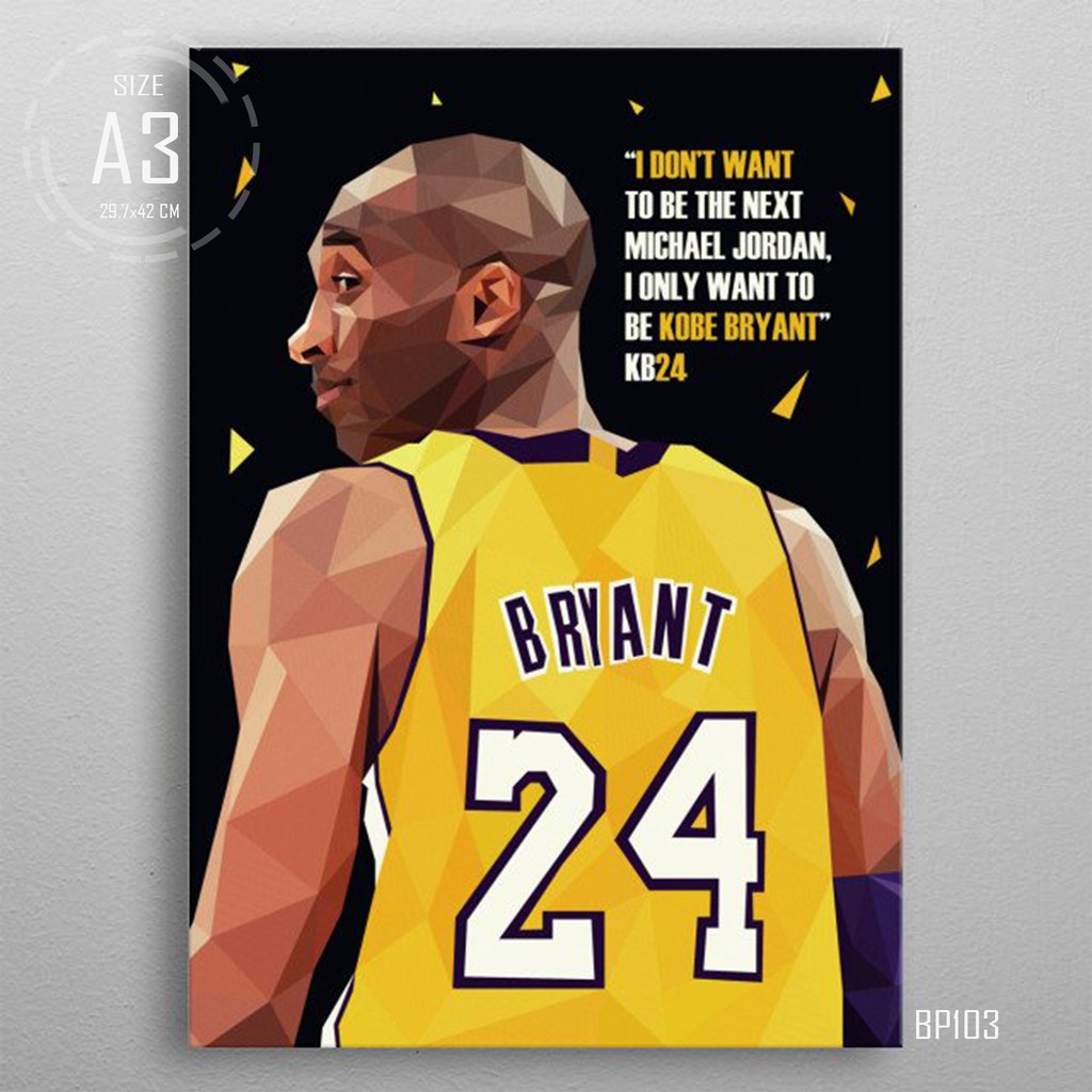 Poster Kayu Kobe Bryant Quotes Hiasan Dinding Bahan Mdf Ukuran
