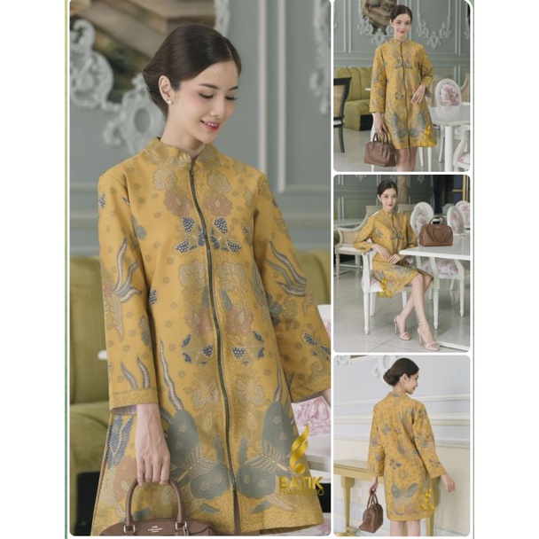 Lisna Tunik Batik Wanita Lengan Panjang Batik Kerja Wanita Batik Prabuseno Ori Baju Atasan Kerja Bus