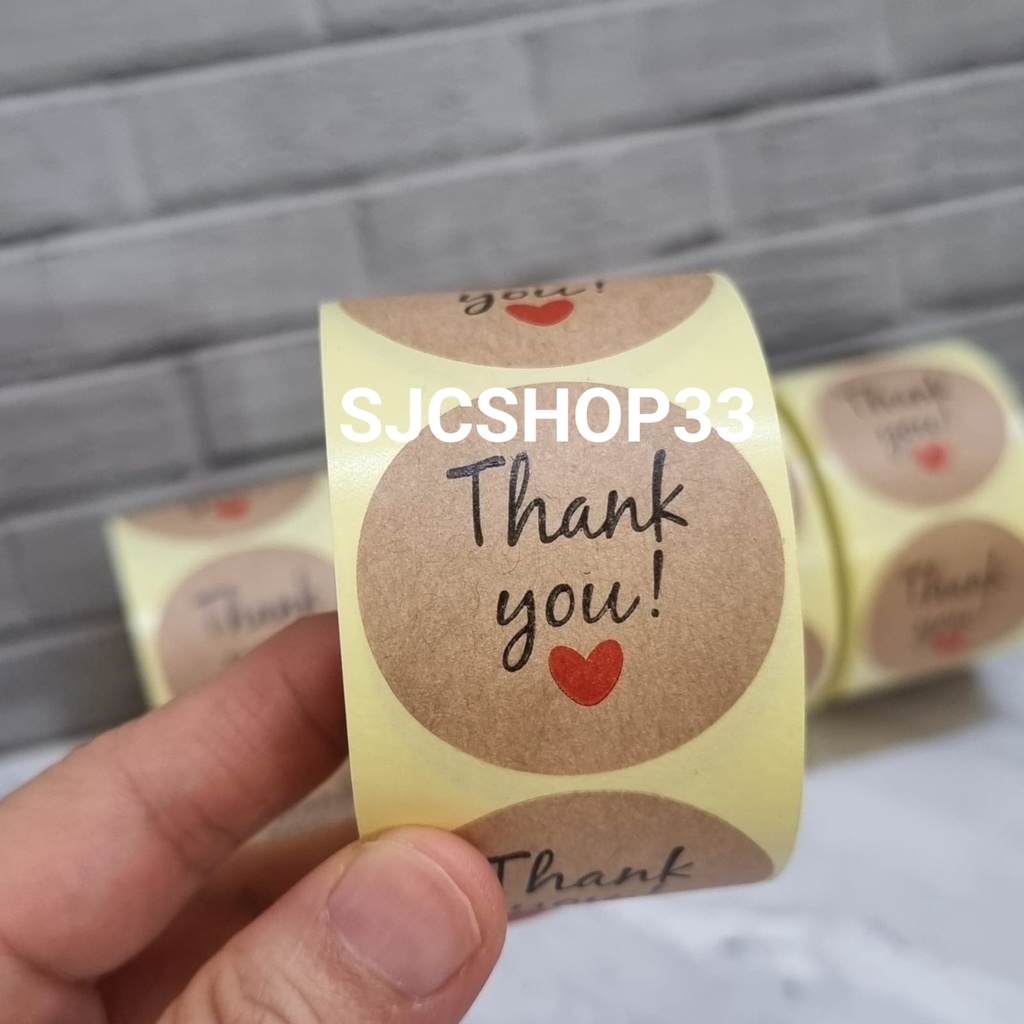 

1 roll isi 350 pcs label thank you kraft 3,8 cm / sticker label 38mm