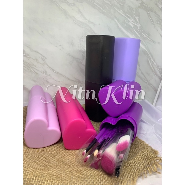 (per set) kuas make up brush tabung Love isi 12pcs. warna akan dikirim random