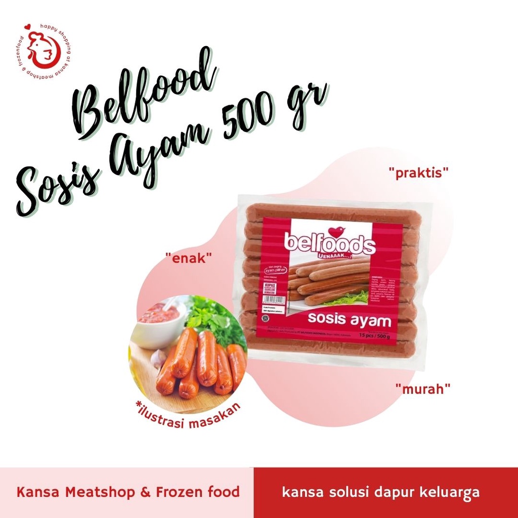 Belfood uenak sosis ayam 500 gr
