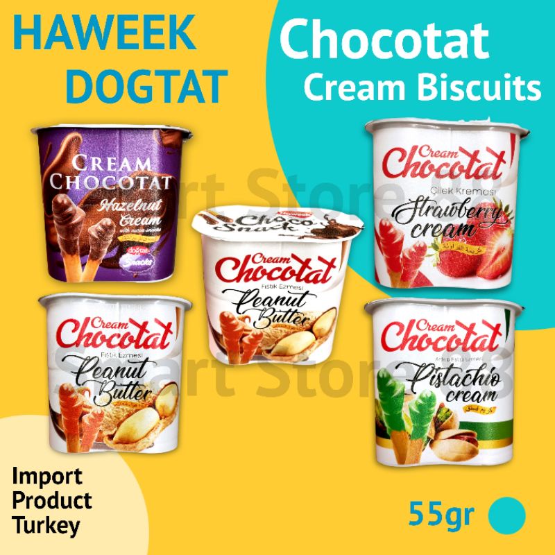 

HAWEEK DOGTAT CHOCOTAT CREAM STICK BISCUITS 55GR BISKUIT STIK COLEK DENGAN KRIM BISKUIT COLEK