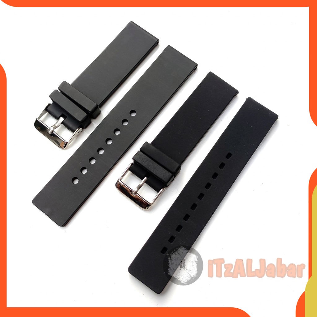 Tali jam tangan Silikon Silicone strap 20mm 22mm polos hitam