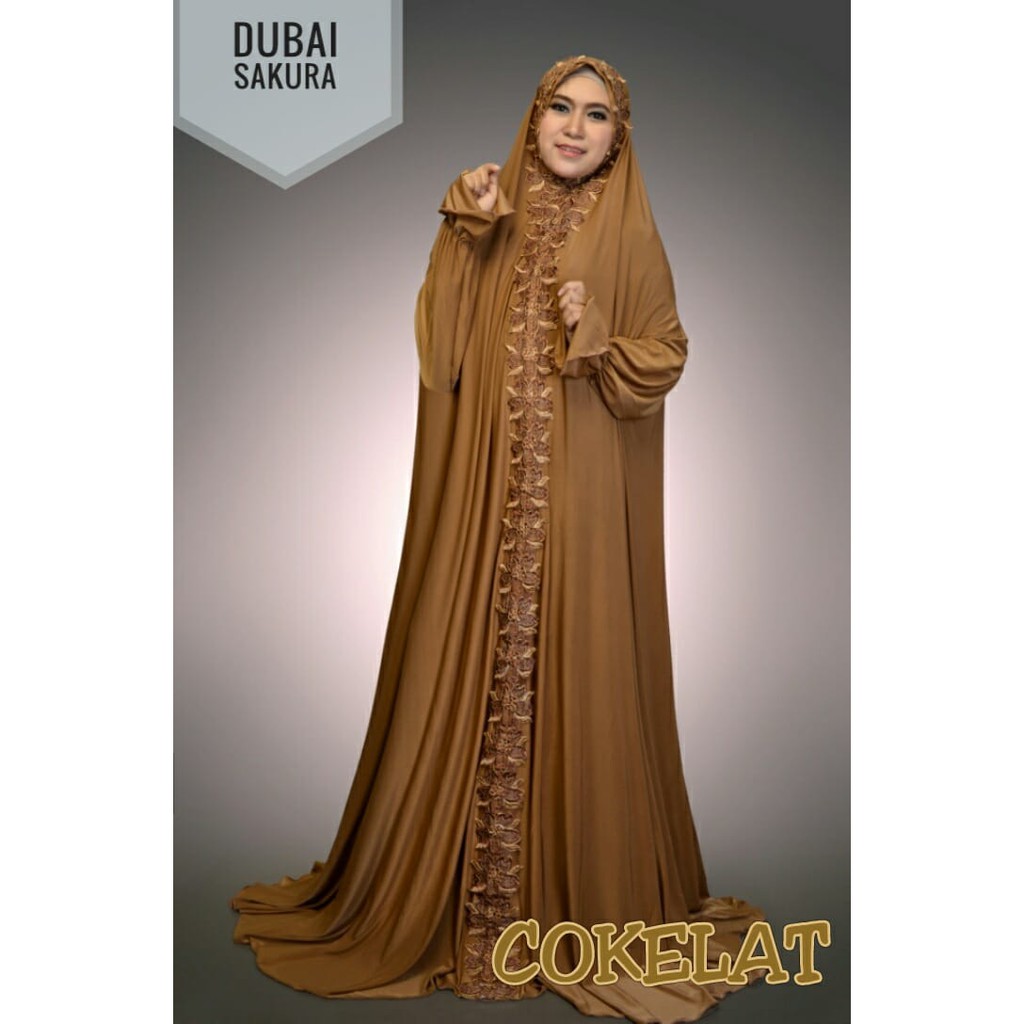 TERBARU MUKENA TERUSAN LANGSUNGAN SUPER JUMBO MUKENAH TERUSAN RENDA COKELAT