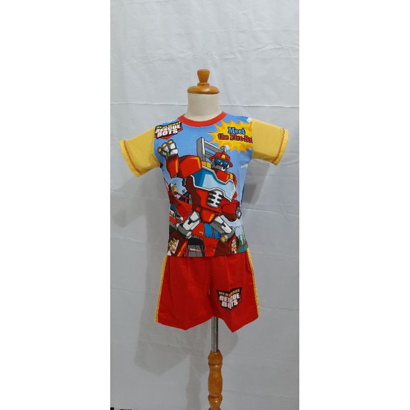 [SPECIAL PRICE] Baju Tidur Anak merk Anne Claire ( RESCUE BOTS) st.lengan pendek celana pendek