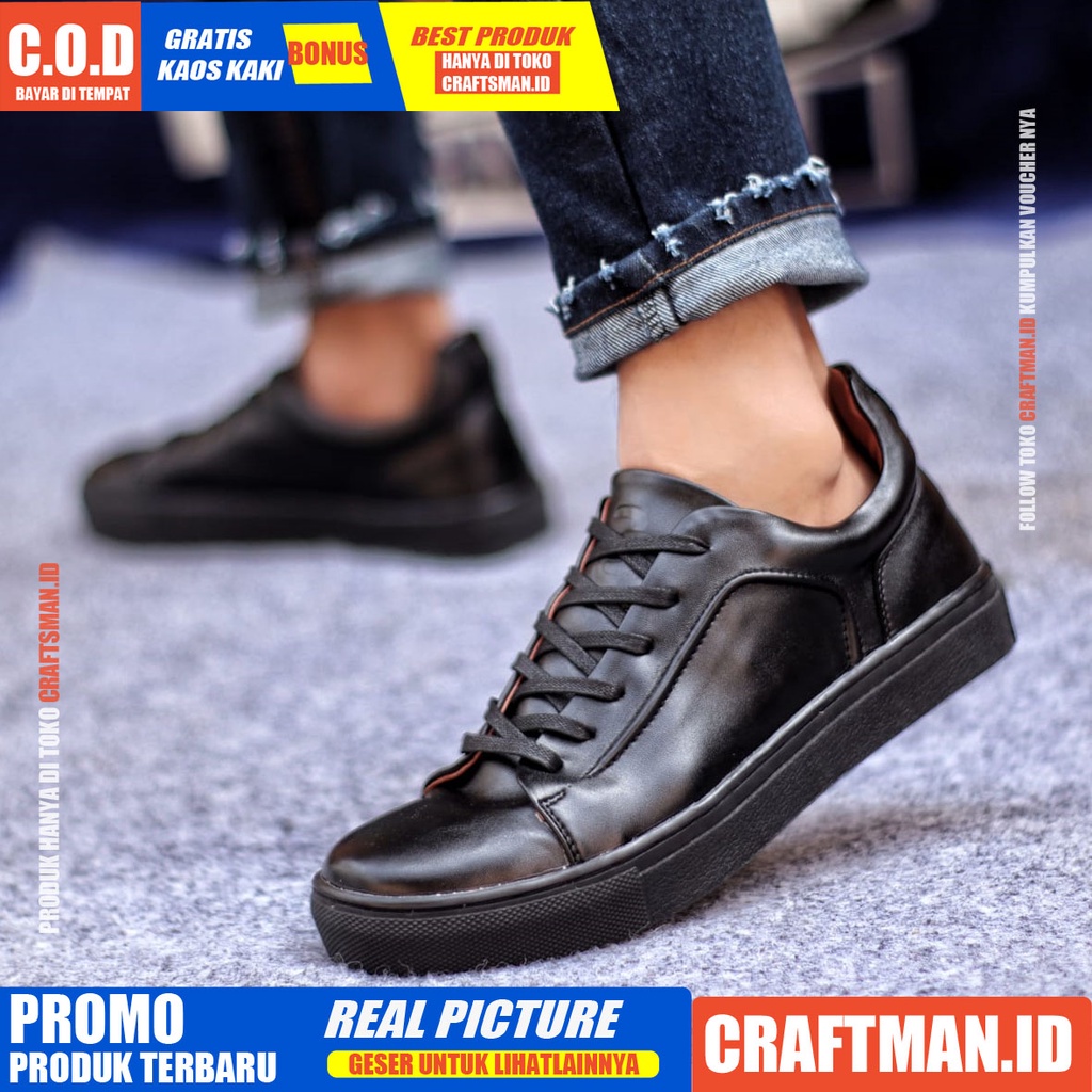 CRAFTS X KNOT Sepatu Kasual Pria Sepatu Pria Casual Kulit Pu Sepatu Casual Pria Cowo/Cowok Ori Sneaker Sepatu Kerja Kantor Kondangan Keren