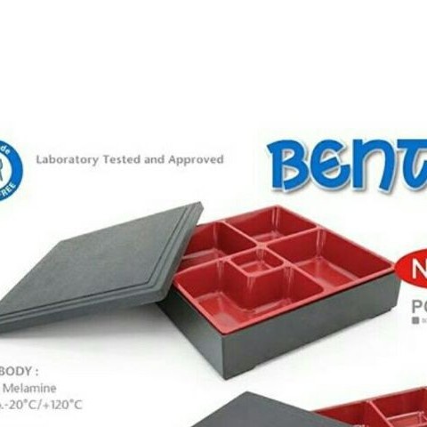 Piring Bento Set Kompit Melamin Kuat Tebal Tahan Panas Awet Premium Onyx Alas & Tutup Kotak Hoka Ben