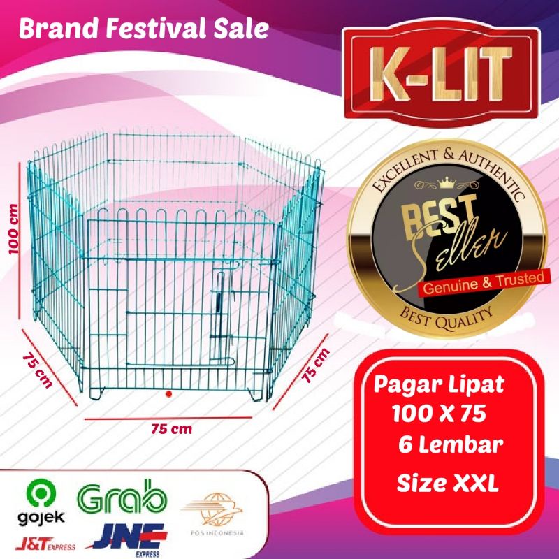 Kandang Anjing Pagar / Kandang Umbar Besi Lipat - Kucing Kelinci Anjing Kura-Kura 100x75