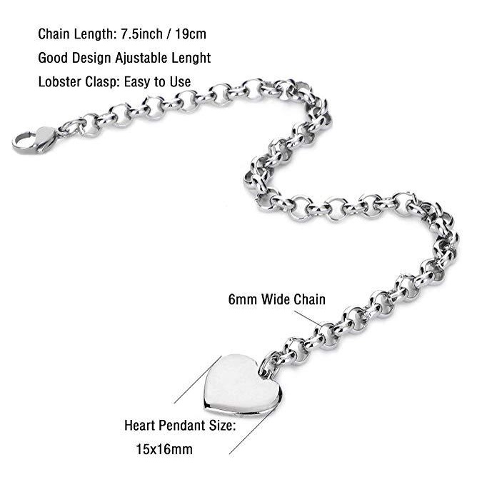 Gelang Desain 26 Huruf Love Bahan Stainless Steel Warna Silver Untuk Wanita